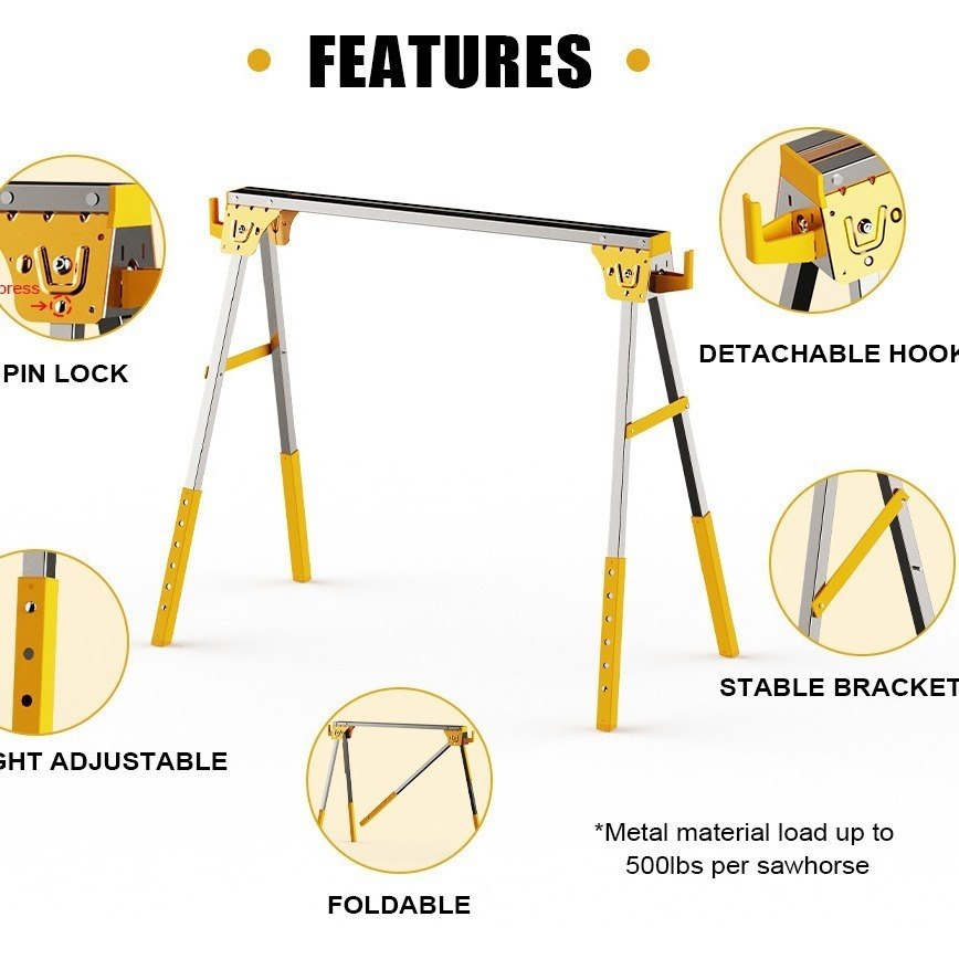 Workbench Portable Fold - Cheval de scie/support de scie en