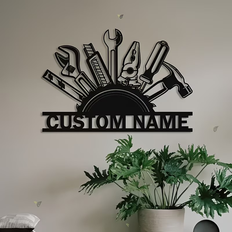 Workshop Tools With Name - Décoration murale en métal personnalisée -